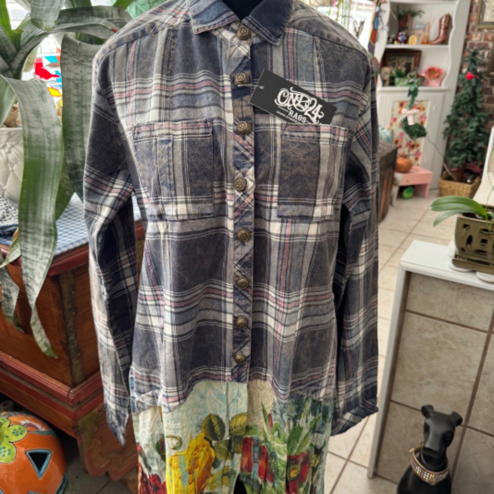 Custom One Off plaid Shirt Dress Size XL